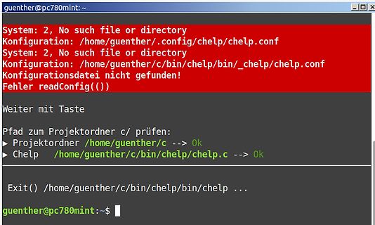 Terminal-Fehlermeldung in Linux