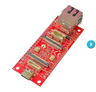 Rote Leiterplatte mit USB- und JTAG-Anschlüssen