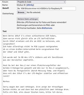 Screenshot eines Forenbeitrags über Bitcoin Miner