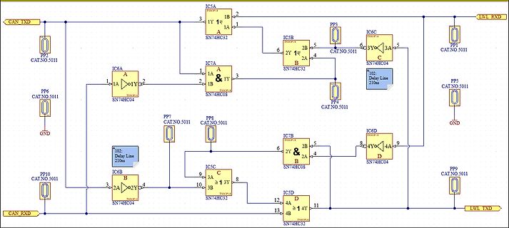 Schaltplan einer CAN-Bus Delay Line