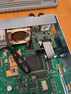 Detailaufnahme einer Leiterplatte mit Altera Cyclone FPGA