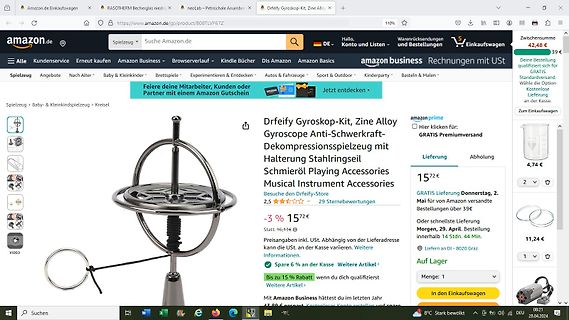 Amazon-Produktseite für ein Gyroskop-Kit