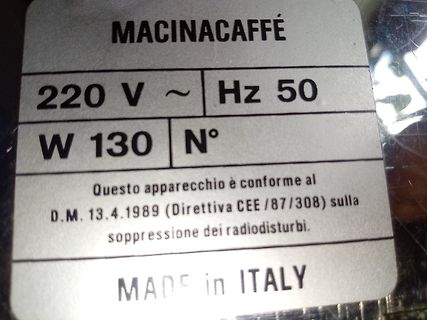 Typenschild einer Kaffeemühle