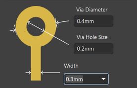 CAD-Ansicht einer Via-Dimensionierung