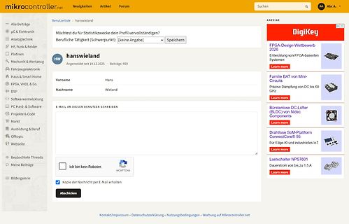 Benutzerprofil auf mikrocontroller.net