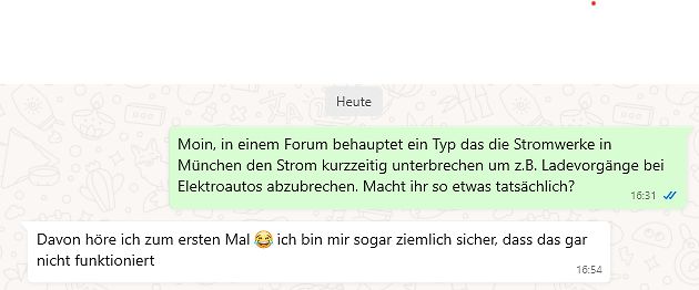 Chatverlauf über Stromunterbrechungen in München