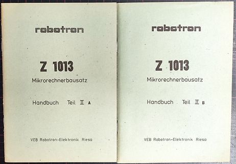 Handbücher des Robotron Z 1013 Mikrorechnerbausatz