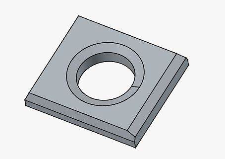 3D-CAD-Modell einer quadratischen Unterlegscheibe