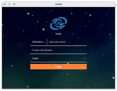 Login-Fenster der Software sinilink