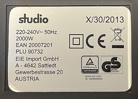 Typenschild eines Elektrogeräts