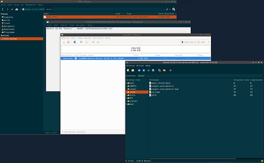 Desktop-Ansicht mit Dateimanager-Fenstern unter Linux