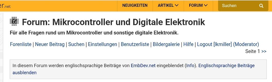 Screenshot eines deutschsprachigen Elektronik-Forums
