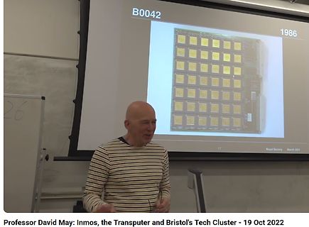 Abfotografierte Präsentation eines Transputer-Chips