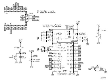 Schaltplan STM32F334K8T6 Mikrocontroller Anschlussbelegung