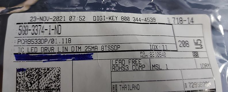 Etikett eines elektronischen Bauteils von Digi-Key