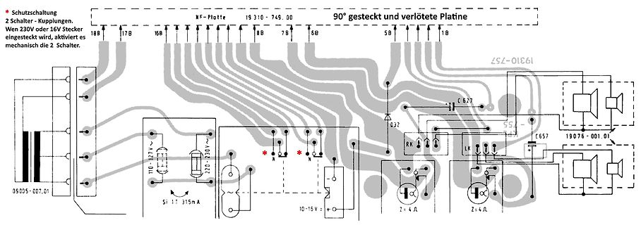 Schaltplan einer Platine mit Schutzschaltung