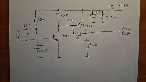 Handgezeichneter Schaltplan mit Transistoren