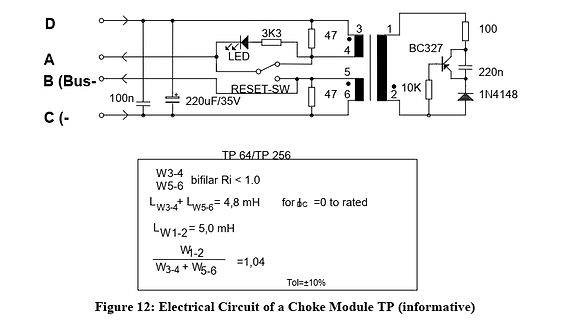 Schaltplan eines Choke-Moduls TP