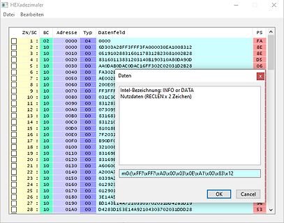 Hexadezimal-Editor Softwareansicht