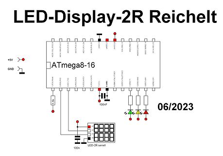 Schaltplan eines ATmega8-16 mit LED-Display