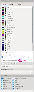 Screenshot eines Layer-Managers in einer PCB-Design-Software