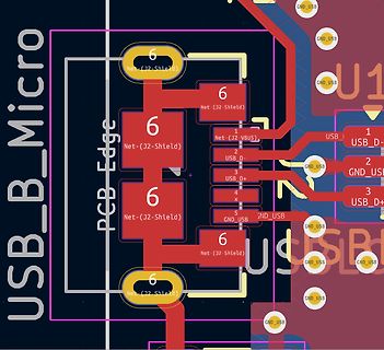 Ausschnitt eines PCB-Layouts für einen USB-Anschluss