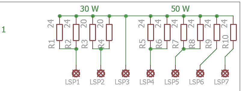 Schaltplan mit Widerständen und Lampen