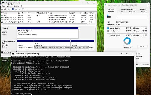 Windows Datenträgerverwaltung und Eingabeaufforderung