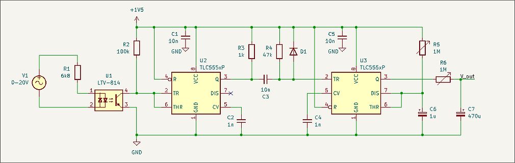 Schaltplan mit LTV-814 und zwei TLC555P