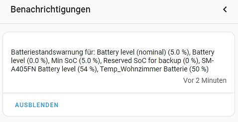Benachrichtigung über niedrigen Batteriestand
