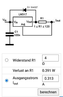 Elektronik-Aufgabe LM317 Spannungsregler Berechnung