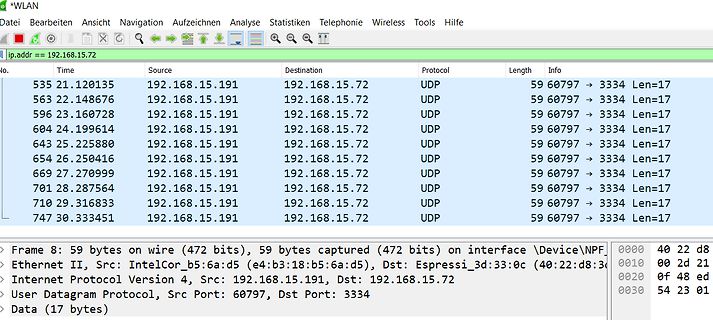 Wireshark Netzwerkprotokoll-Analyse UDP-Pakete