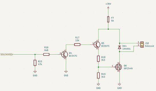 Schaltplan einer Transistorsteuerung für ein Solenoid