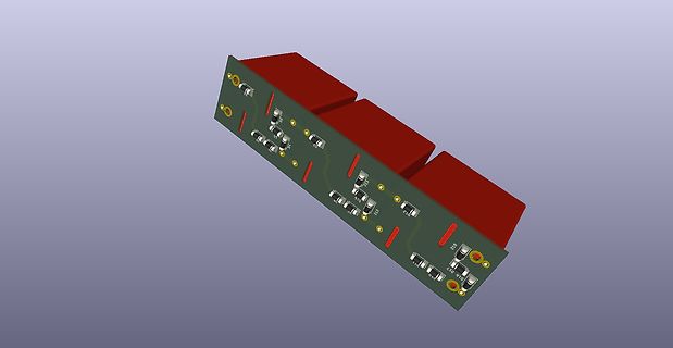 3D-CAD-Modell einer Leiterplatte mit Bauteilen