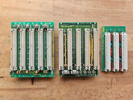 Drei Schroff VME I/O-Channel Leiterplatten