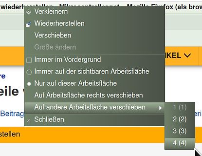 Kontextmenü eines Betriebssystems