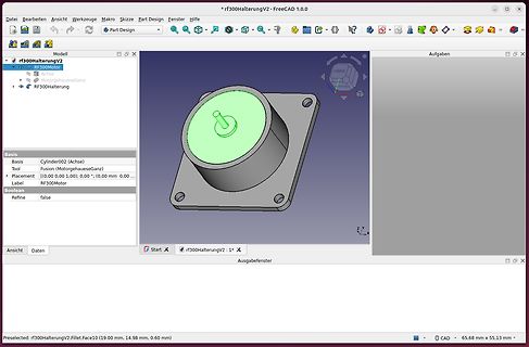 FreeCAD 3D-Modell einer Motorhalterung