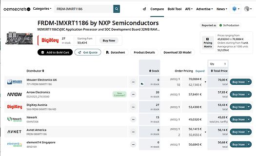 Webseite von omsecrets für FRDM-IMXRT1186 NXP Semiconductors