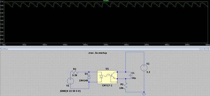 Simulation eines Schaltplans mit Oszilloskop-Kurve