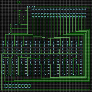PCB-Layout einer Leiterplatte mit vielen Durchkontaktierungen