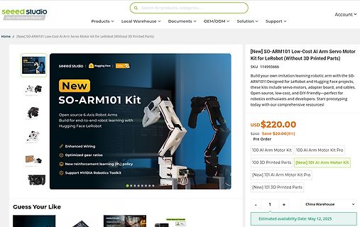 Produktseite eines Roboter-Bausatzes von Seeed Studio