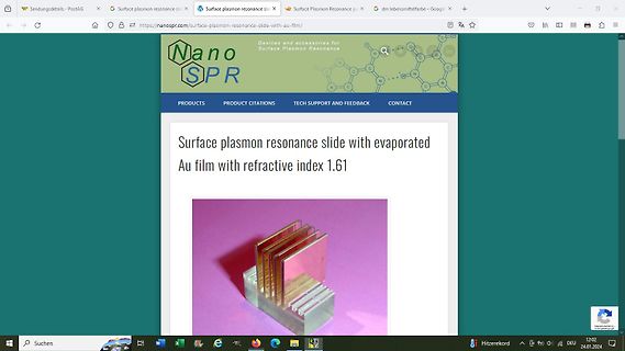 Webseite für Surface Plasmon Resonance Slides