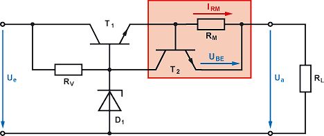 Schaltplan einer Transistorschaltung mit Widerstand und Diode