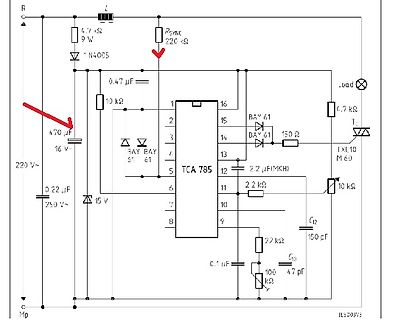 Schaltplan eines elektronischen Geräts mit TCA 785