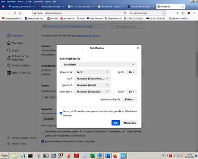 Firefox Einstellungen Schriftarten Menü