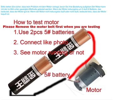 Anleitung zum Testen eines Motors mit Batterien