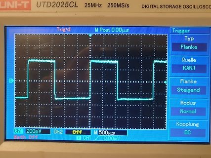 Oszilloskop-Display mit Rechtecksignal