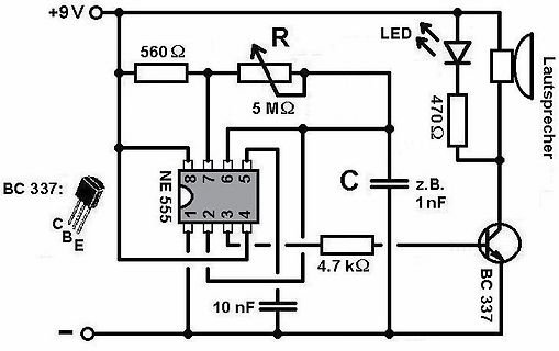 Schaltplan mit NE 555 Timer