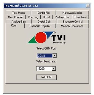 Software-Fenster zur Konfiguration von TVI-Hardware