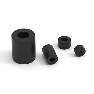 Drei schwarze zylindrische Bauteile